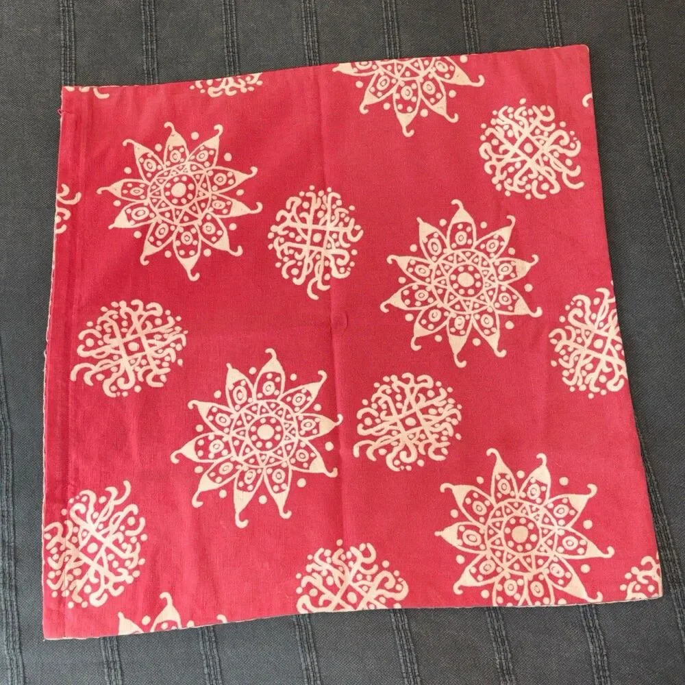 John Robshaw Pillow Shams Cotton Linen Set of 5 Diggi Coral Red & Others India